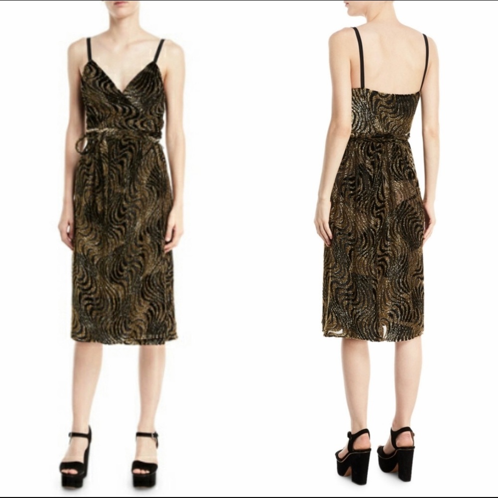 Milly Haley burnout glitter velvet v-neck cocktail dress Sz 10